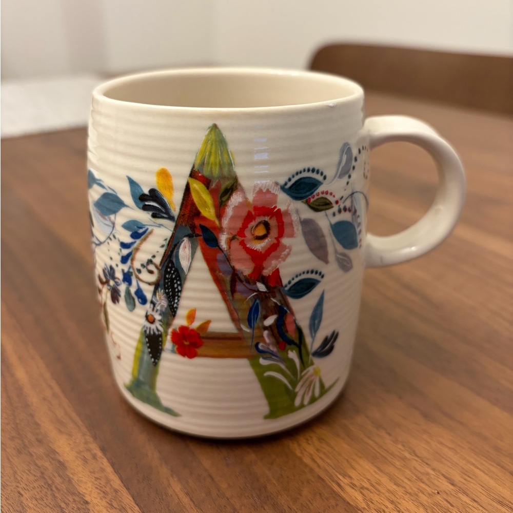 Anthropologie Floral Monogram “A” Mug